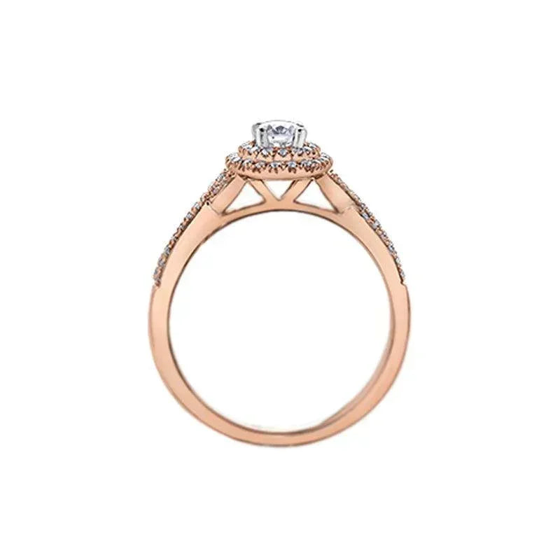 10K Rose Gold 0.43TDW Canadian Diamond Halo Infinity Style Engagement Ring