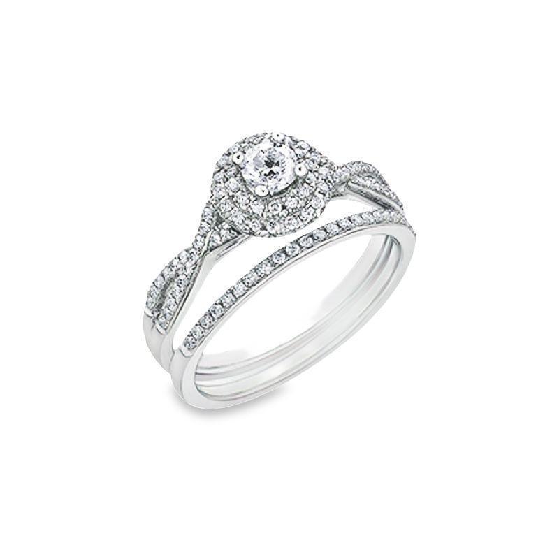 10K White Gold 0.43TDW Canadian Diamond Engagement Ring Wedding Set