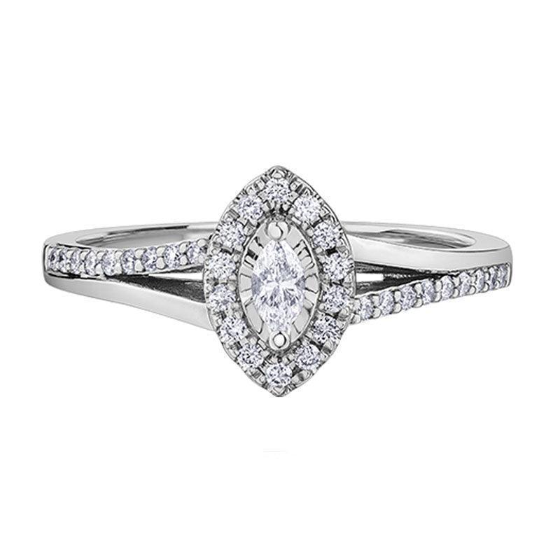 0.30TDW Marquise Diamond Engagement Ring in 10K White Gold