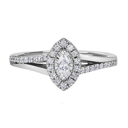 0.30TDW Marquise Diamond Engagement Ring in 10K White Gold