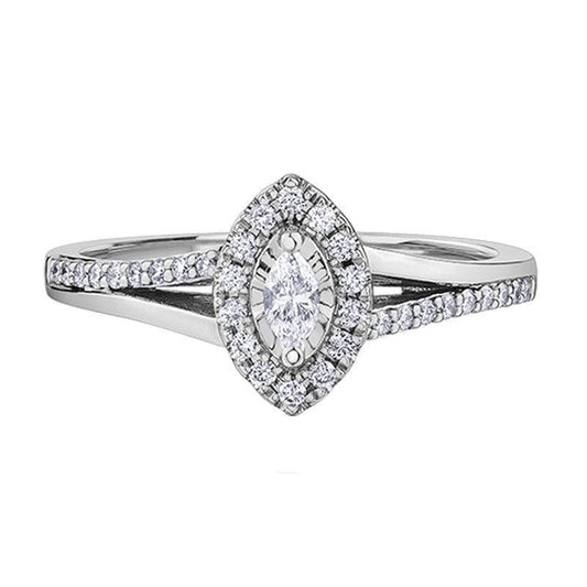 0.30TDW Marquise Diamond Engagement Ring in 10K White Gold