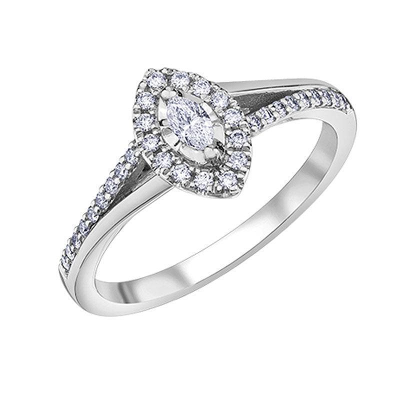 0.30TDW Marquise Diamond Engagement Ring in 10K White Gold