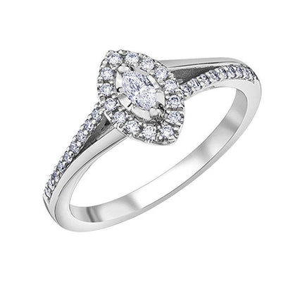 0.30TDW Marquise Diamond Engagement Ring in 10K White Gold