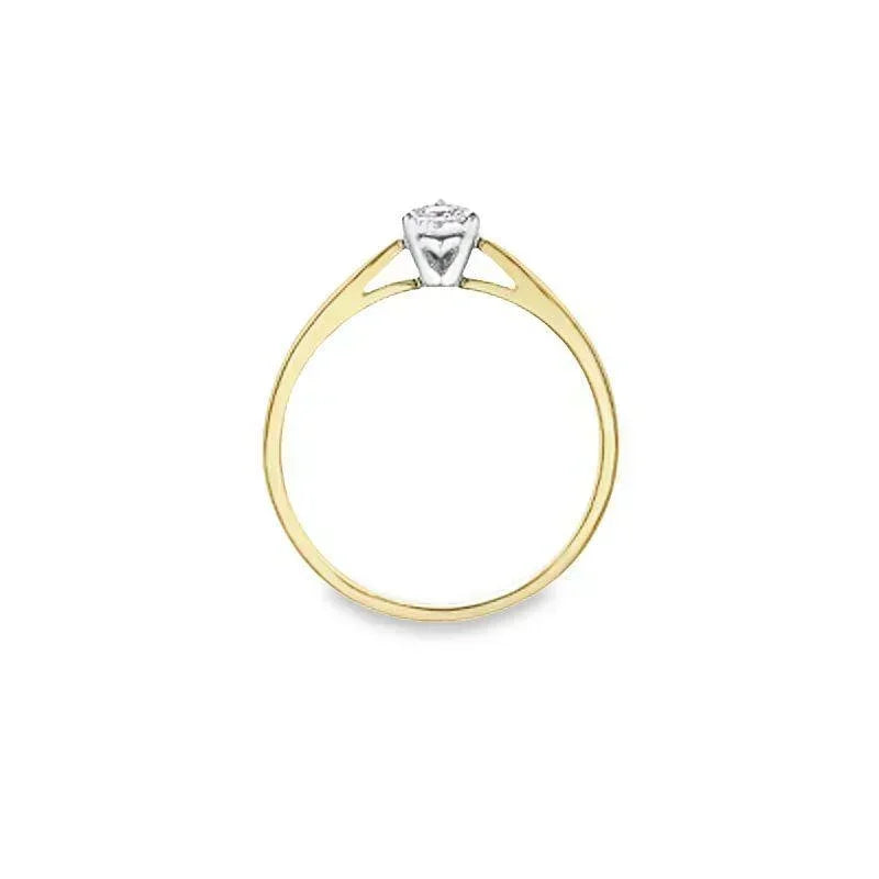 10K Yellow and White Gold 0.08TDW Diamond Pear Shape Illusion Ring