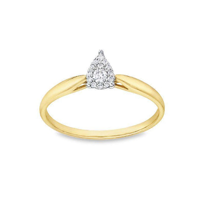 10K Yellow and White Gold 0.08TDW Diamond Pear Shape Illusion Ring