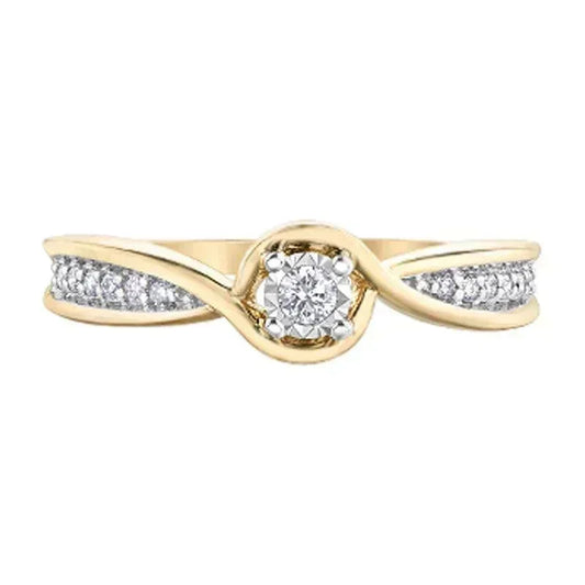 10K Yellow Gold 0.12TDW Diamond Illusion Promise Ring