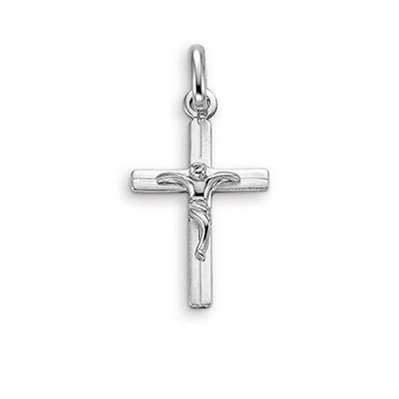 10 Karat White Gold Crucifix Cross Religious Pendant