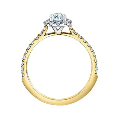 0.89 Carat Lab-Cultivated Diamond Halo Ring in 14K Yellow Gold
