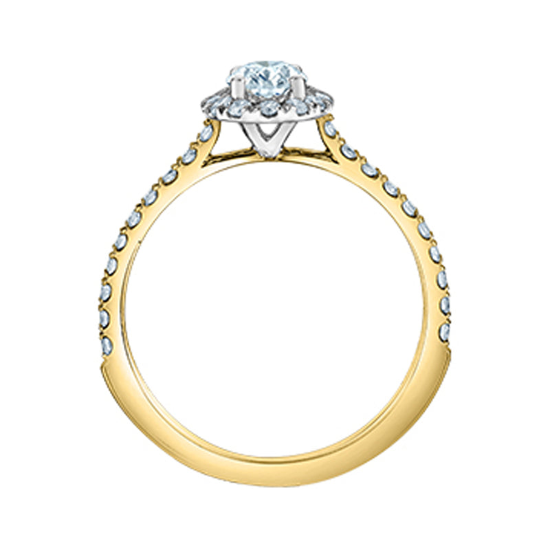 0.89 Carat Lab-Cultivated Diamond Halo Ring in 14K Yellow Gold