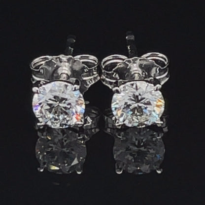 14K White Gold 0.75TDW Lab Grown Diamond Solitaire Stud Earrings