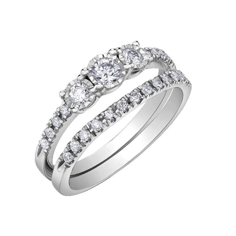 0.33TDW Diamond Illusion Wedding Ring Set in 10K White Gold