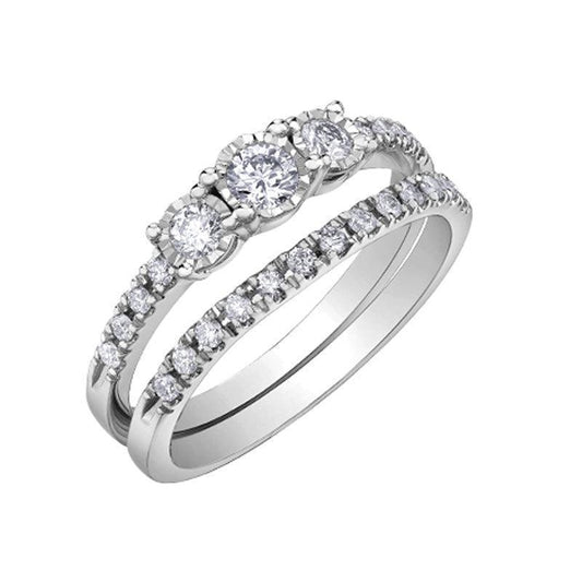 0.33TDW Diamond Illusion Wedding Ring Set in 10K White Gold