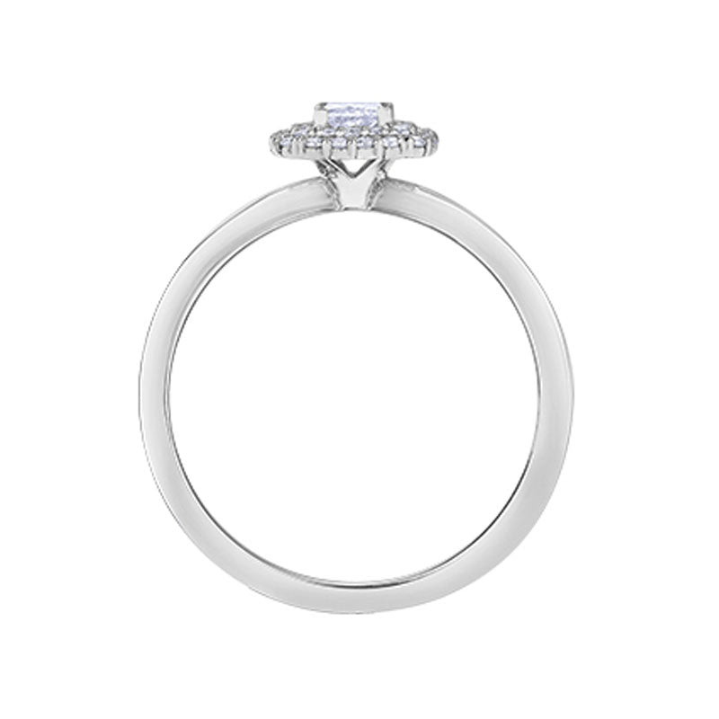 0.35 Carat Canadian Princess Cut Diamond Halo Ring in 10K White Gold