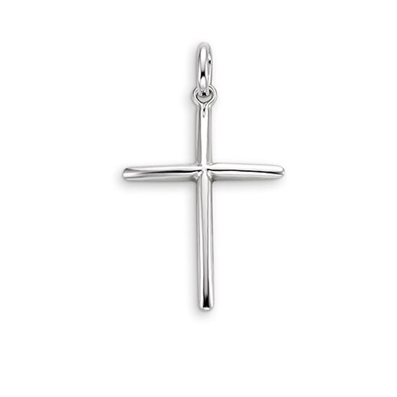 10 Karat White Gold Simple Religious Cross Pendant