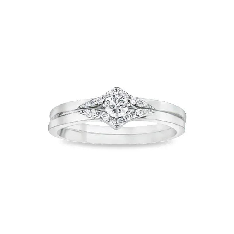 10K White Gold 0.20TDW Canadian Diamond Wedding Set