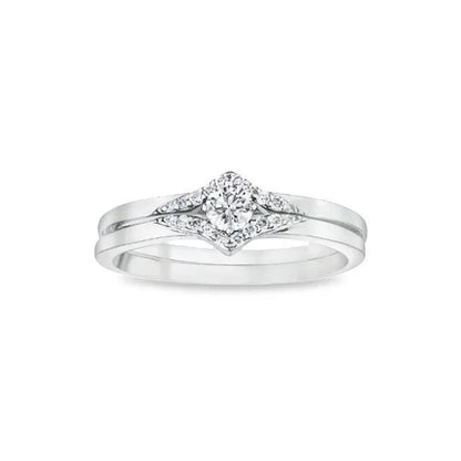 10K White Gold 0.20TDW Canadian Diamond Wedding Set