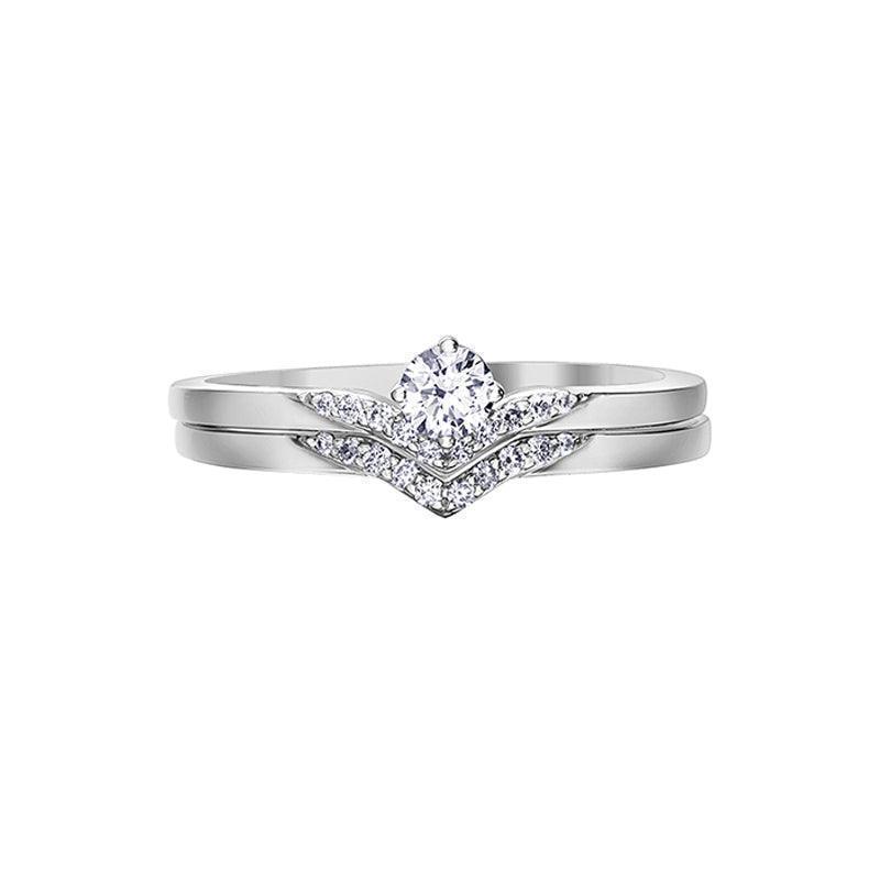 10K White Gold 0.20TDW Canadian Diamond Wedding Set
