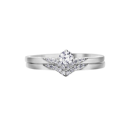 10K White Gold 0.20TDW Canadian Diamond Wedding Set
