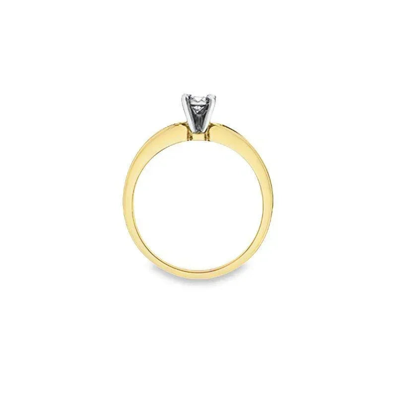0.15TDW Diamond Solitaire Engagement Ring with Side Accents in 10K Yellow Gold