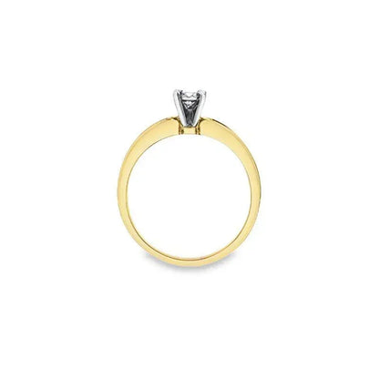 0.15TDW Diamond Solitaire Engagement Ring with Side Accents in 10K Yellow Gold