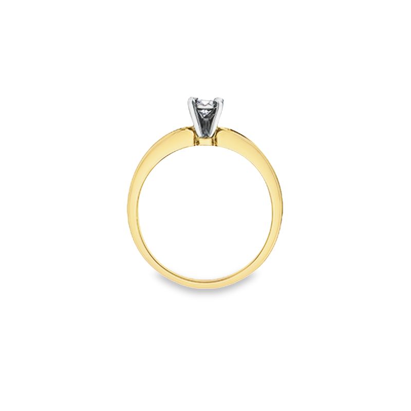 0.15TDW Diamond Solitaire Engagement Ring with Side Accents in 10K Yellow Gold