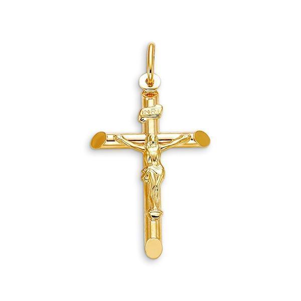 10 karat Yellow Gold Religious Italian Medium Cross With Crucifix