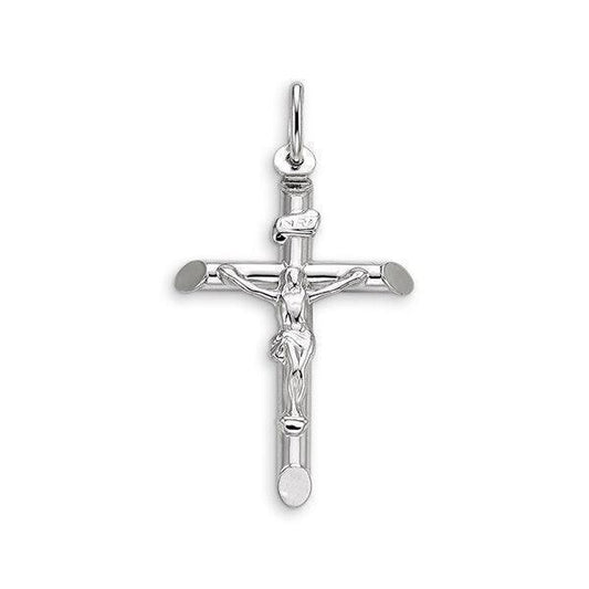 10 karat White Gold Religious Italian Medium Cross With Crucifix