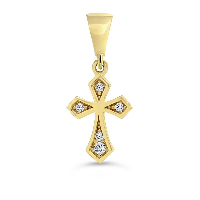 10K Yellow Gold Cubic Zirconia Religious Cross Pendant