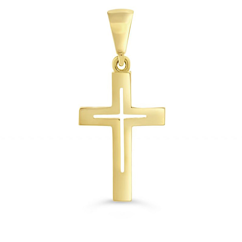 10 Karat Yellow Gold Flat Italian Cross Pendant