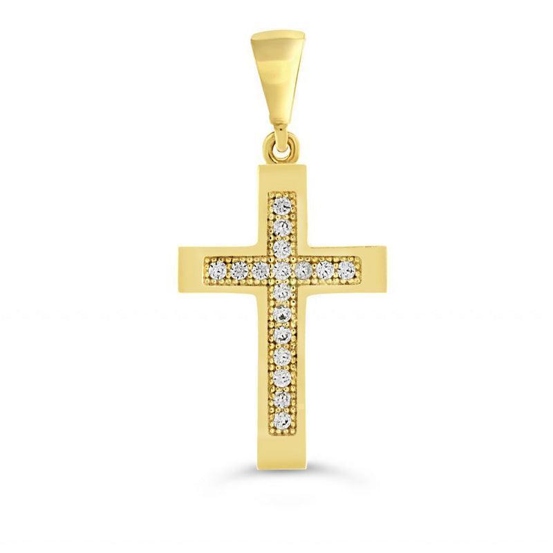 10 Karat Yellow Gold Cubic Zirconia Cross Pendant