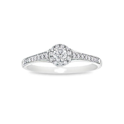 10K White Gold 0.25TDW Canadian Diamond 0.14CT Halo Engagement Ring