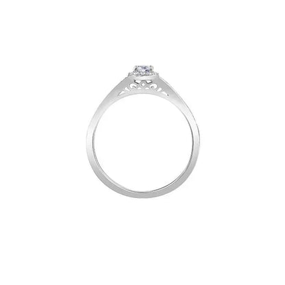 10K White Gold 0.25TDW Canadian Diamond 0.14CT Halo Engagement Ring