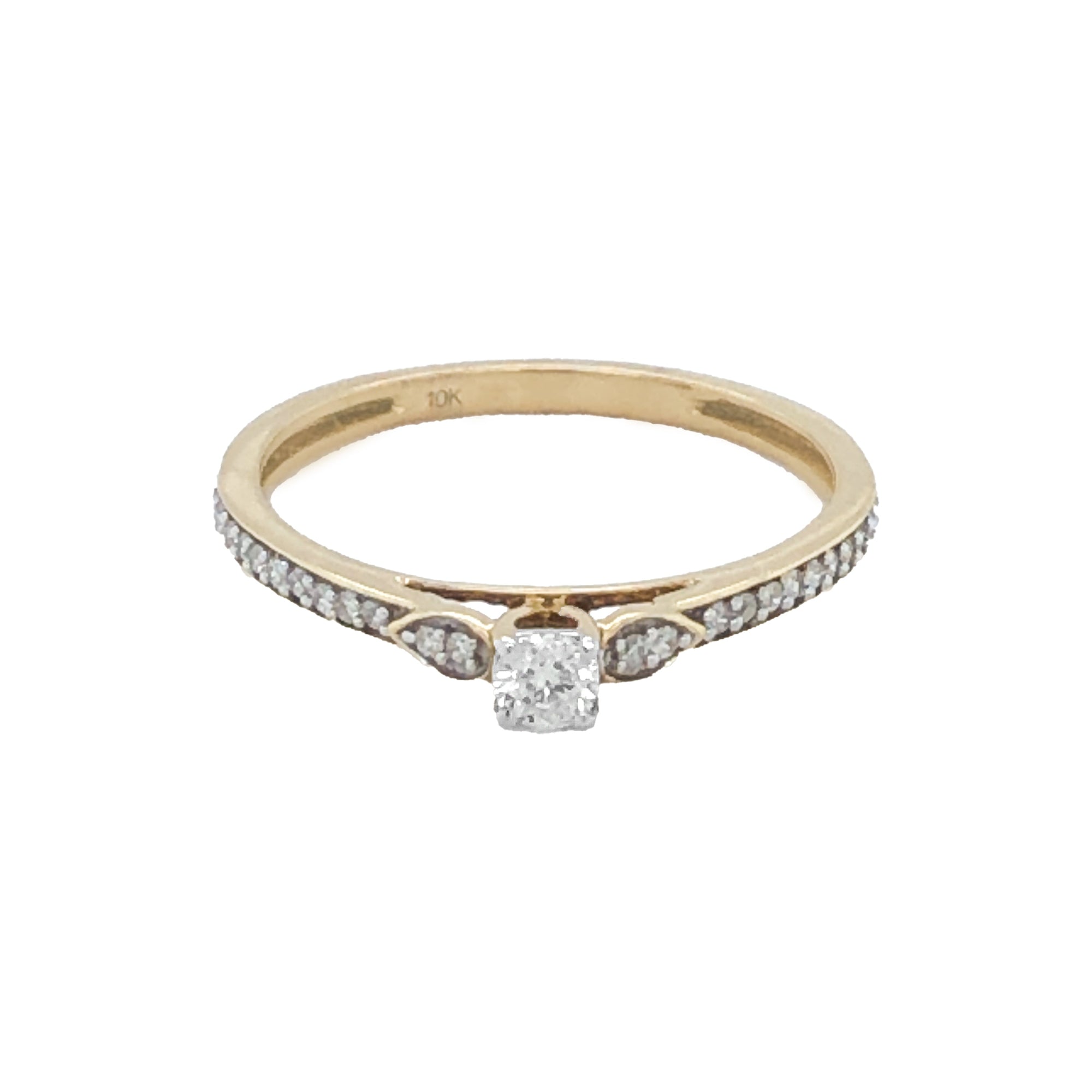 10 Karat Yellow Gold 0.20TDW Diamond Solitaire with Sides Promise Ring