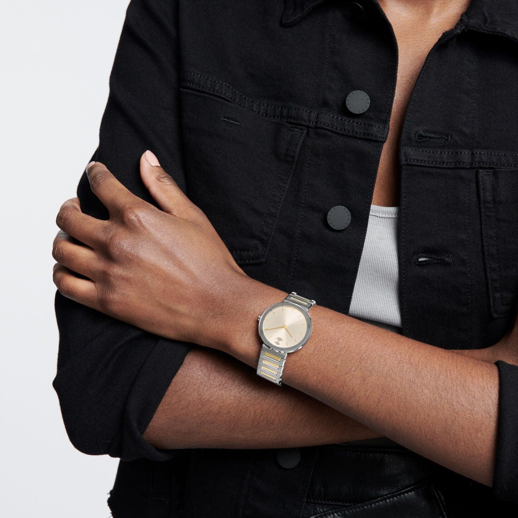 Movado bold women's silver watch sale