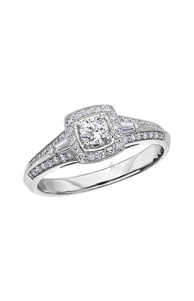 14K White Gold 0.45TDW Canadian Diamond Halo Engagement Ring