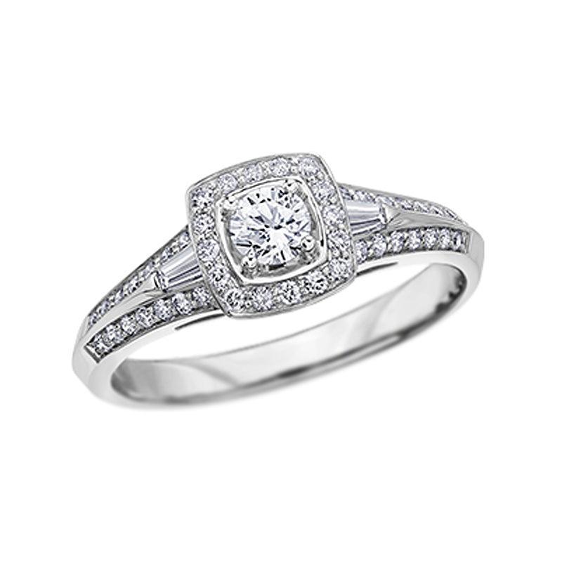 14K White Gold 0.45TDW Canadian Diamond Halo Engagement Ring
