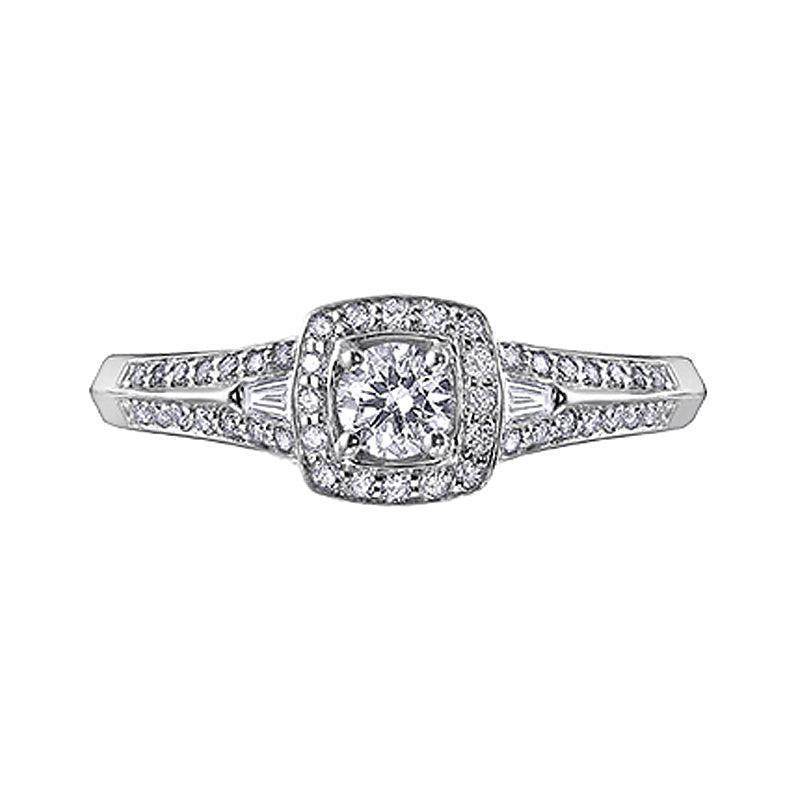 14K White Gold 0.45TDW Canadian Diamond Halo Engagement Ring