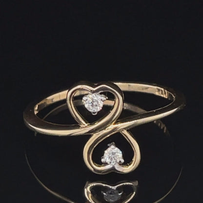 10K Yellow And White Gold 0.06Ct TDW Diamond Heart Ring