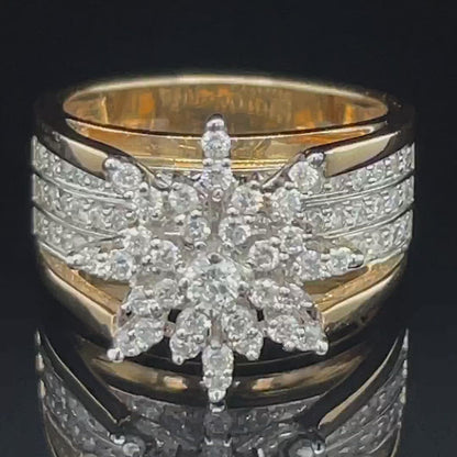 1.00 Ct TDW Diamond 10K Yellow Gold Star Burst Special Ring