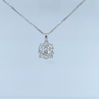14K White Gold 1.00TDW Diamond Imperial Pendant