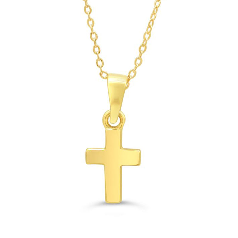 10K Yellow Gold Baby Cross Pendant with 14" Chain