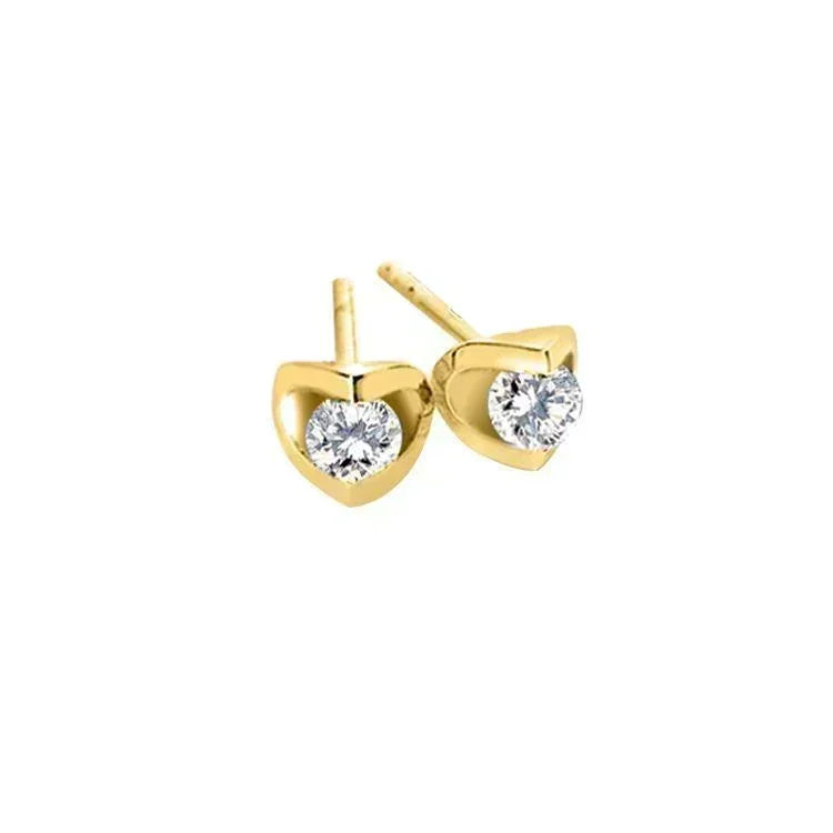 Canadian Diamond 0.50ct Solitaire Earrings in Tension Set in 14K Yellow Gold