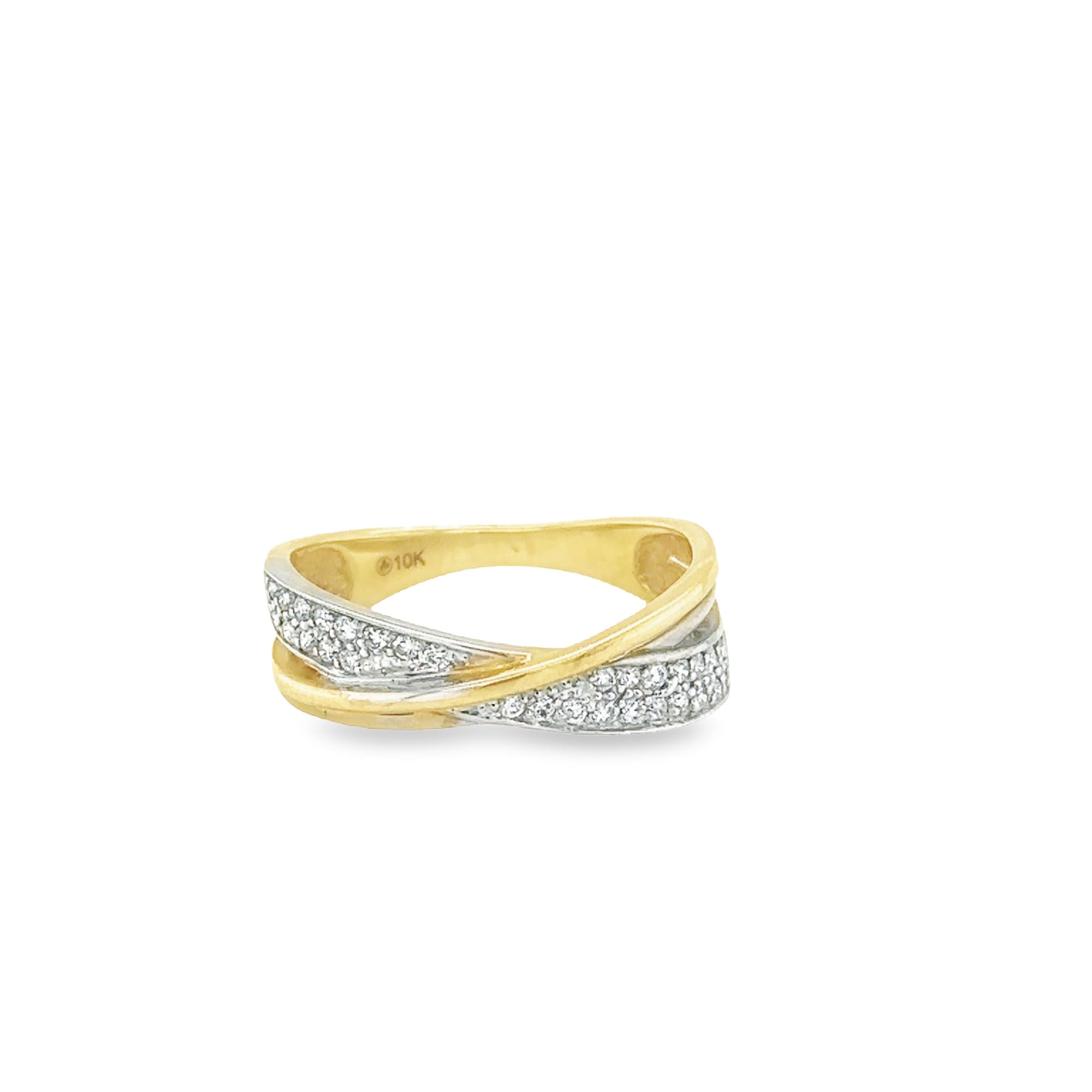 10K Yellow and White Gold Diamond Ring with 0.19TDW Modern Design