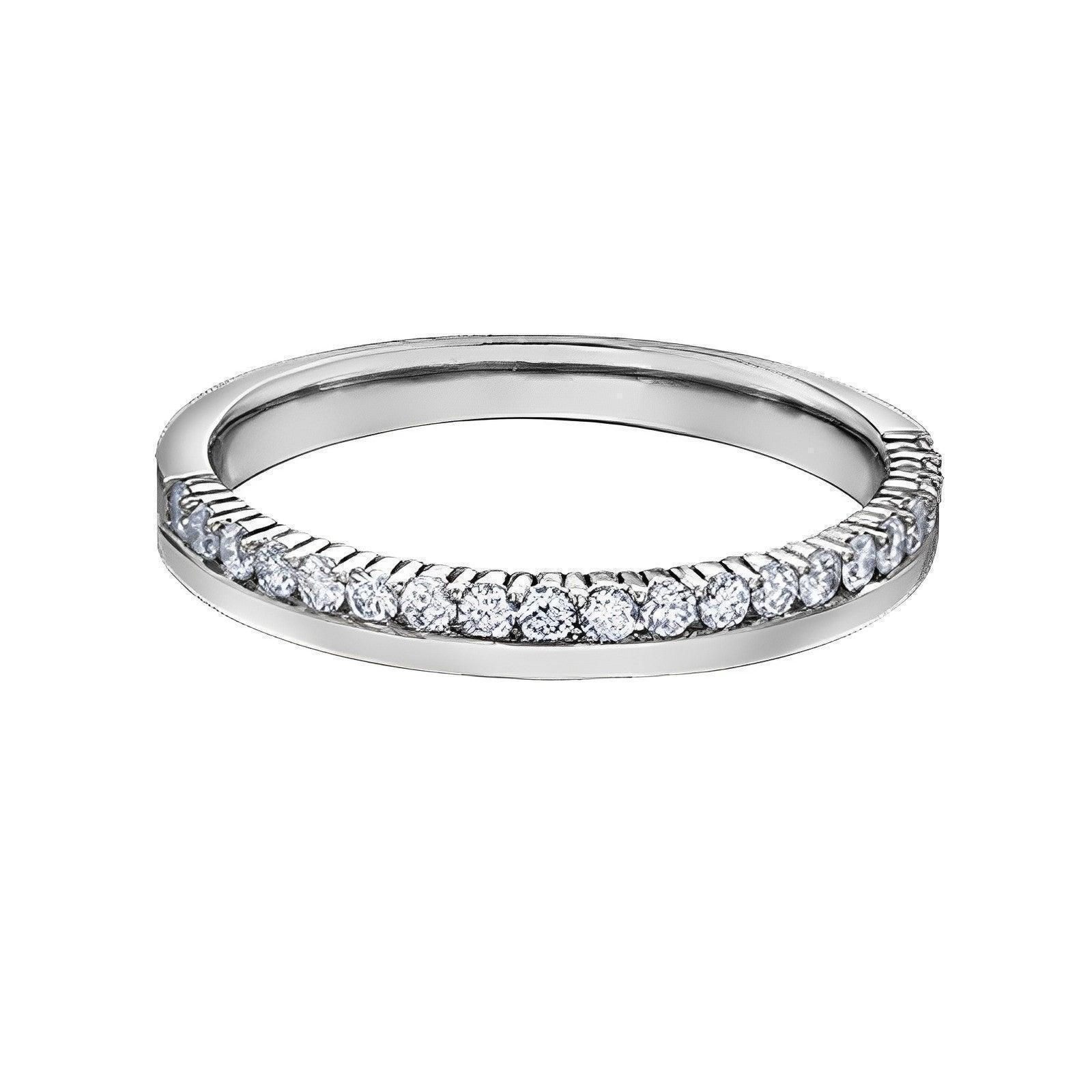 10K White Gold 0.15TDW Diamond Love Wedding Band