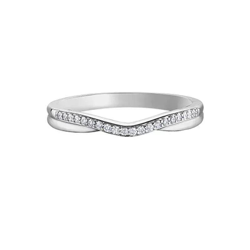 Elegant 10K White Gold Diamond Band with 0.10 Carat Total Diamond Weight