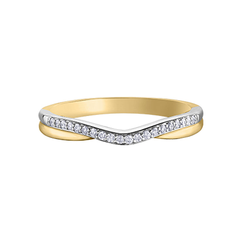 Elegant 10K Yellow Gold Diamond Curve Band with 0.10 Total Diamond Weight