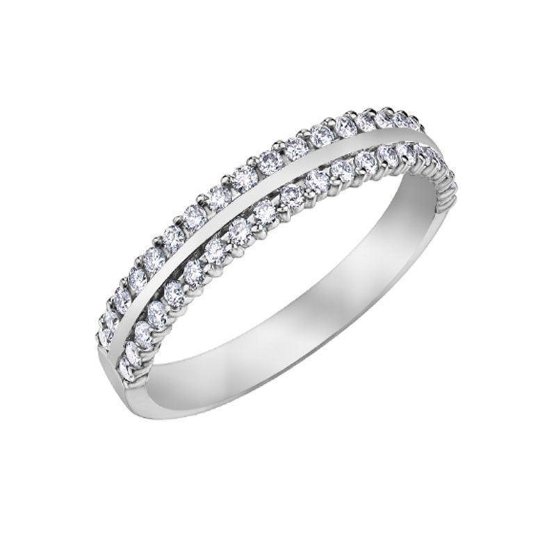 0.33TDW 2 Row Diamond Band in 10K White Gold