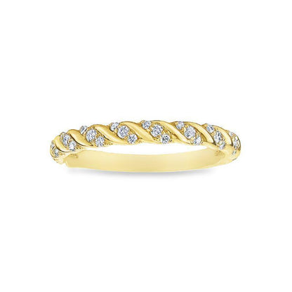 0.20TDW Twist Diamond Band in 10K Yellow Gold