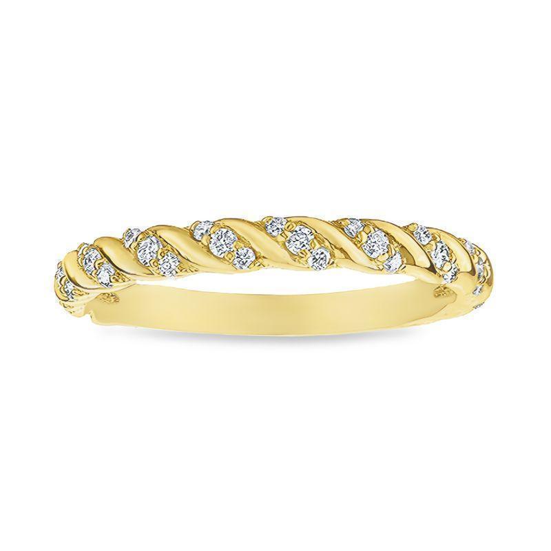 0.20TDW Twist Diamond Band in 10K Yellow Gold