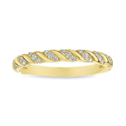 0.20TDW Twist Diamond Band in 10K Yellow Gold